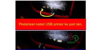 Pindahkan kabel USB printer ke port lain