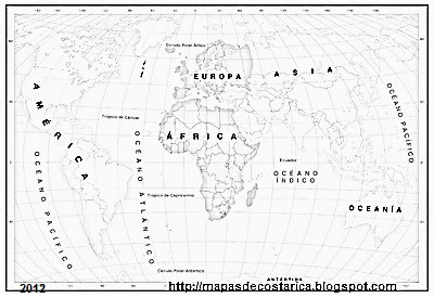 Mapamundi, los continentes del mundo, blanco y negro