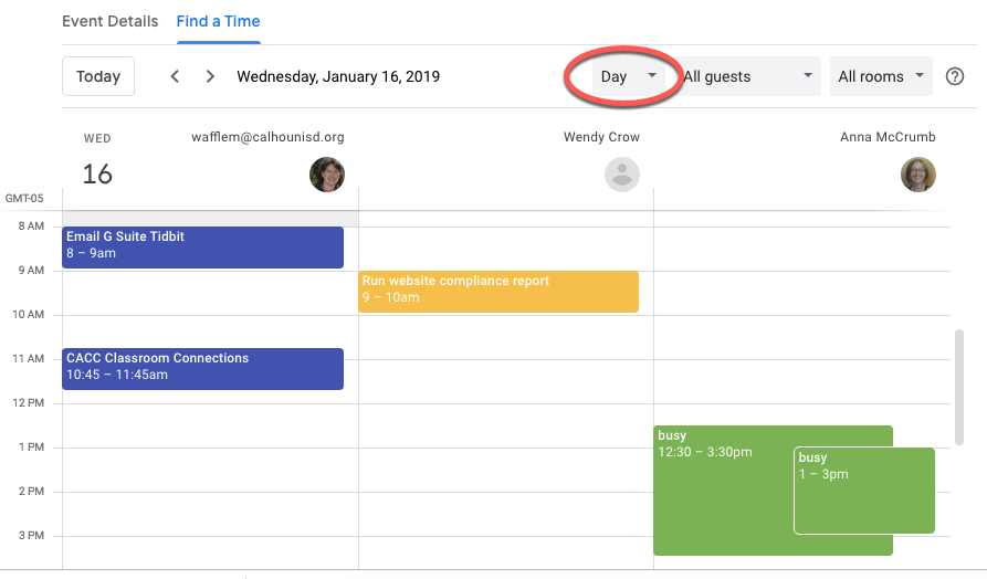 Google Calendar Find a Time Feature