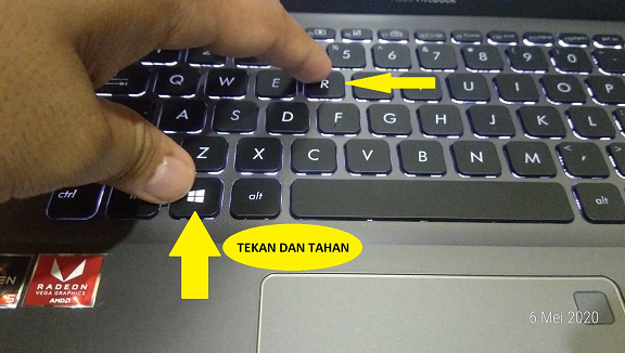 gambar tombol Windows + R