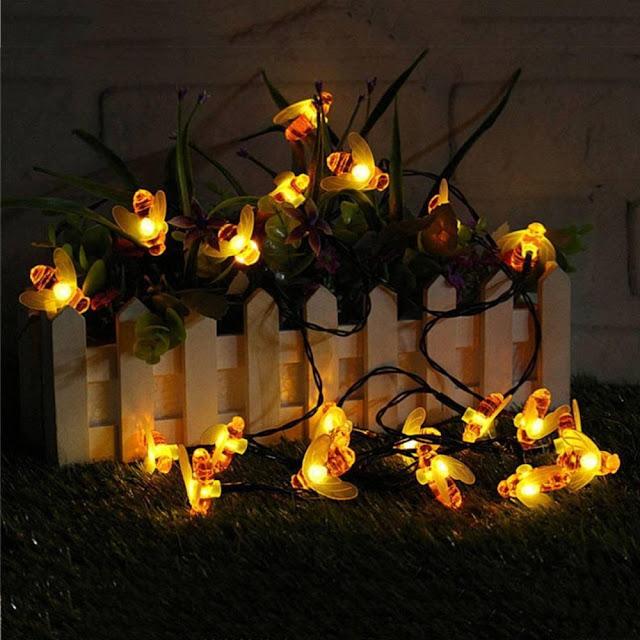 30 Honeybee Solar Powered 15ft LED Decorative Lights