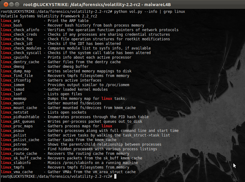 malwareL4B: Volatility 2.2 RC2 - Linux Profile 생성