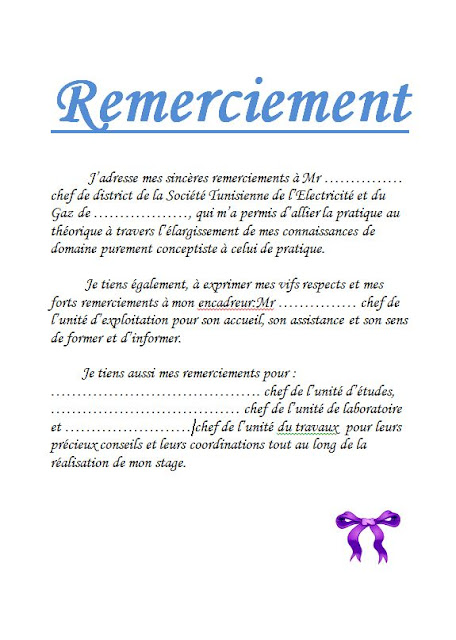 Exemple De Remerciement En Rapport De Stage 2