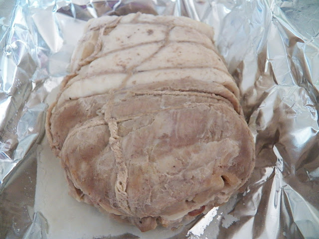 Rullepølse after being cooked and pressed
