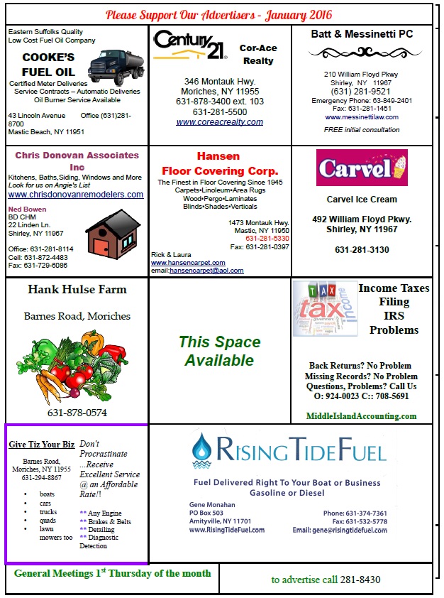 Mastic Beach Property Owners Association Newsletter March 2016