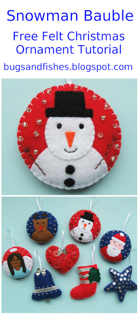Make a cute snowman ornament from felt with this free DIY Christmas tutorial! felt snowman bauble tutorial