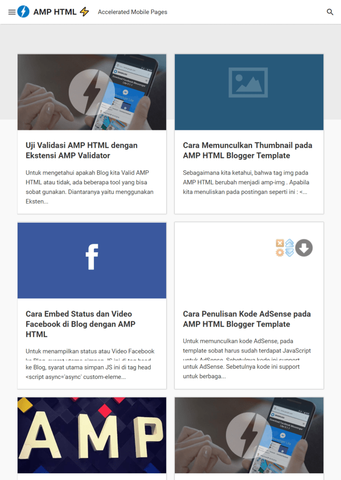 AMP HTML Best Free AMP Blogger Templates