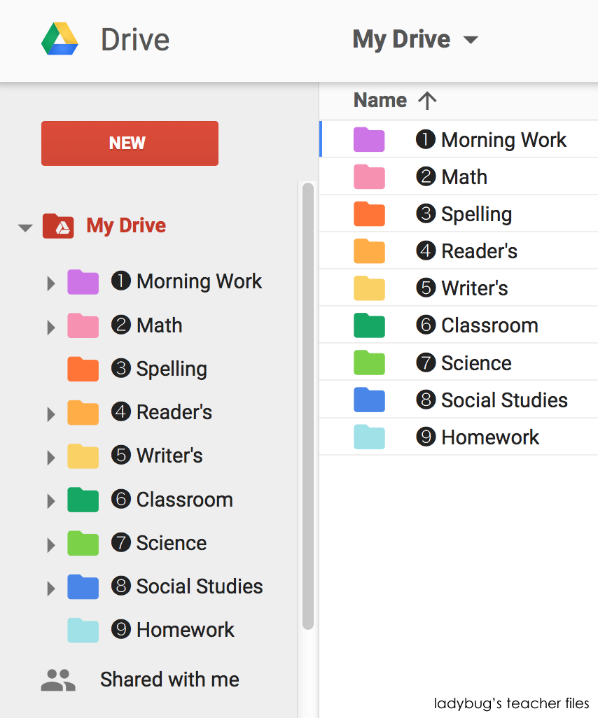 Color Code and Organize Your Google Drive Ladybug's Teacher Files