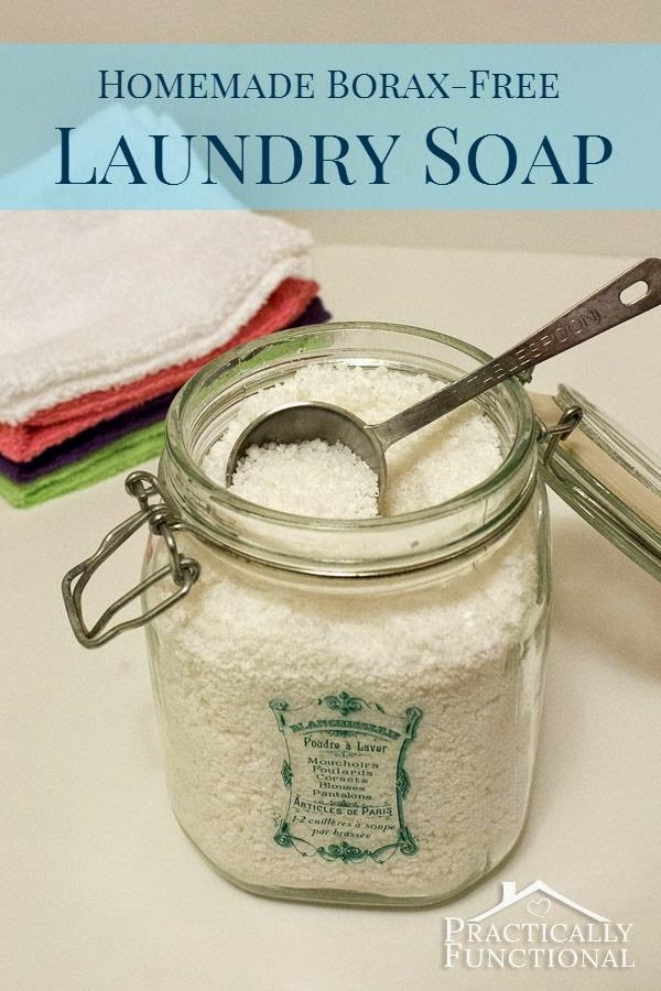 Avoid harsh, toxic chemicals in your laundry with this homemade borax free laundry detergent! It