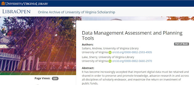 Figure 2: The University of Virginia Library’s LibraOpen Institutional Repository is configured to make authenticated connections with authors’ ORCID records, linking the author to their contributions and to the institution. Once an author authenticates/connects their ORCID iD in the system, ORCID iD URIs are displayed next to the authors’ names. Image source: doi.org/10.18130/V3FB8T