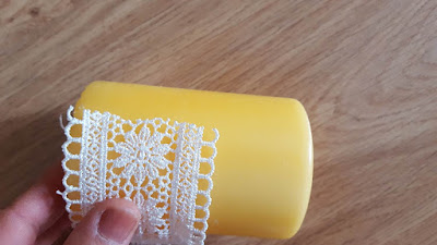 Lace edged candles Lace edged candles