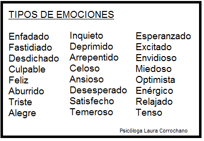  Tipos de emociones Fuente: Laura Corrochano