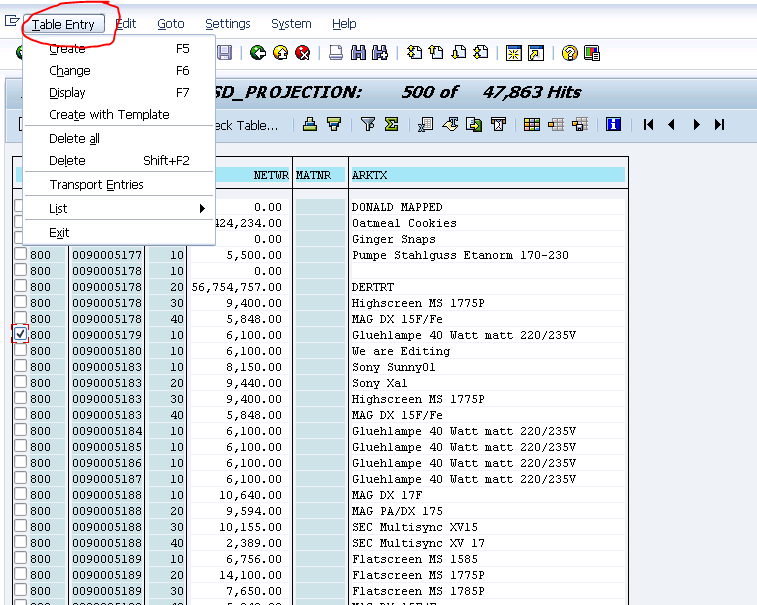 SAP TECH Projection View