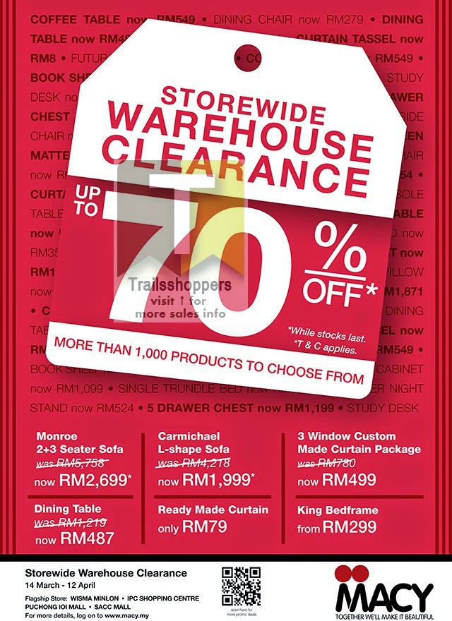 Macy Storewide Warehouse Clearance END 12 APR 2015 - Trailsshoppers Shopping Online Malaysia ...