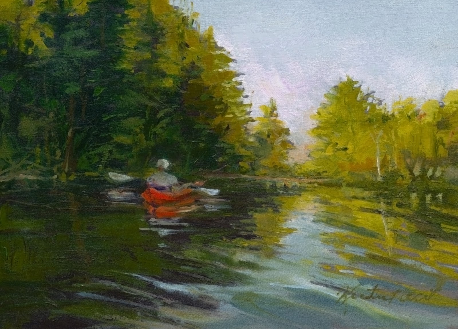 Oil paintings from Wisconsin Sunset Kayak