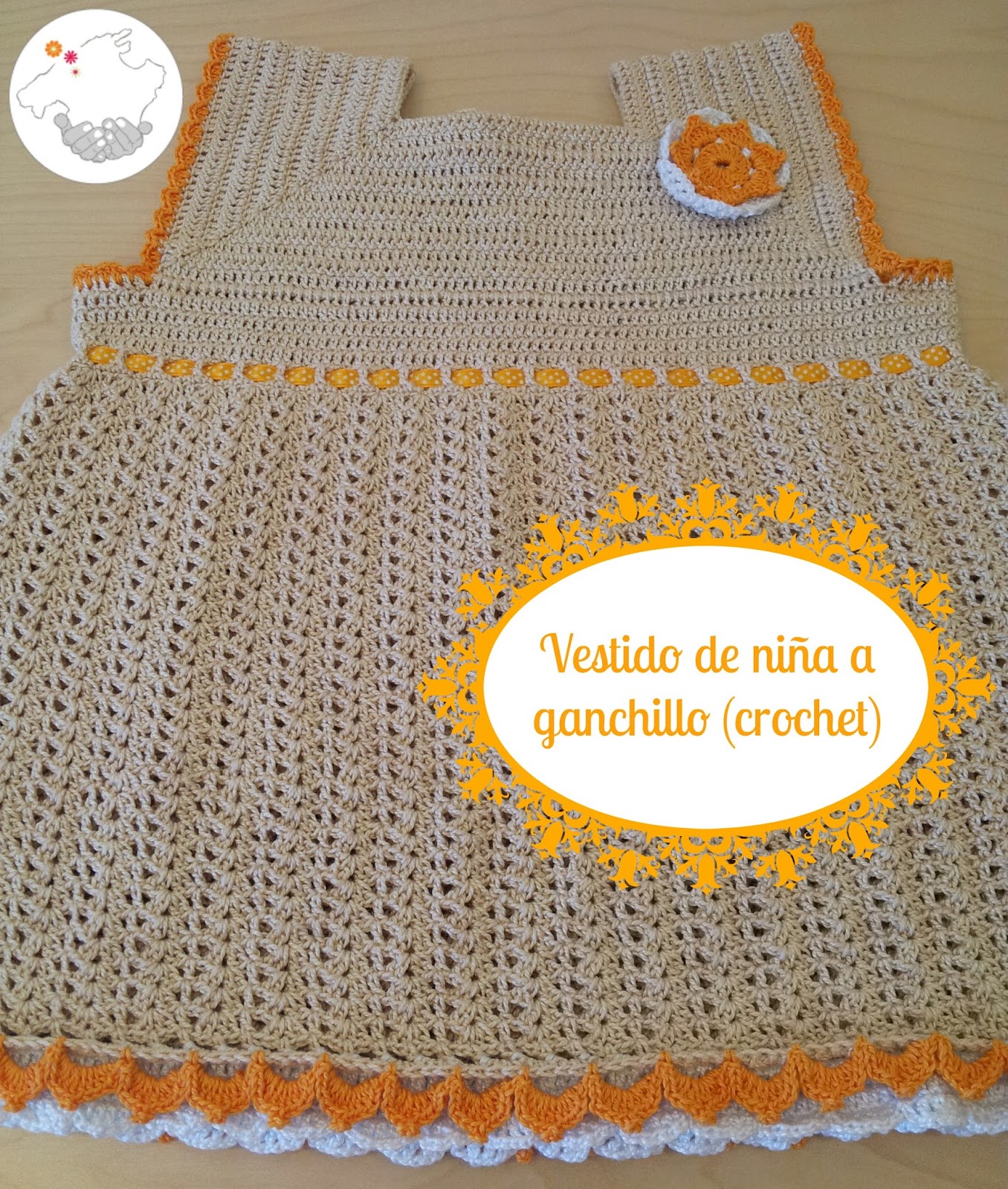 Patrón y esquemas de vestido de ganchillo (crochet) para niña de 18 meses