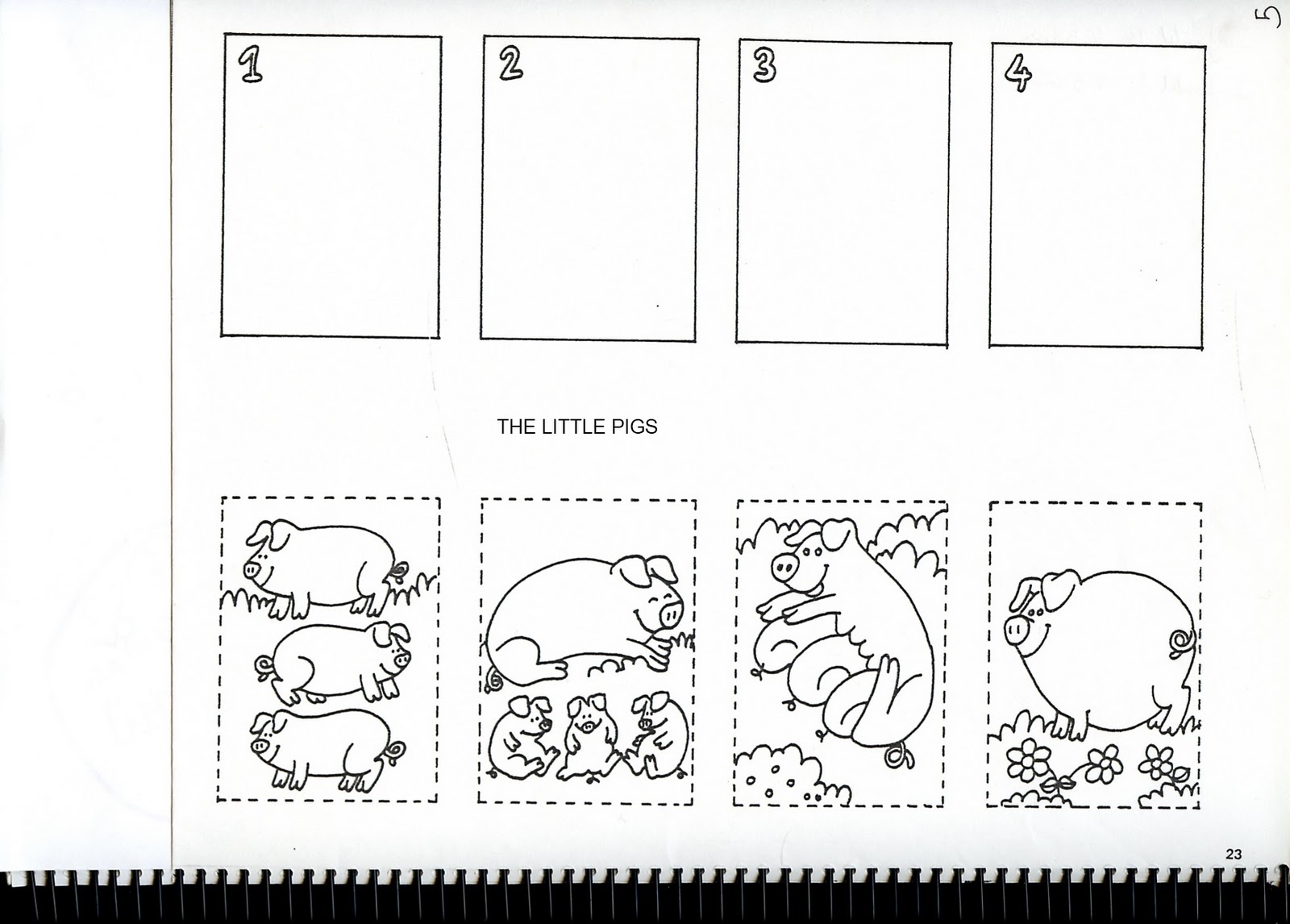 Fichas de inglés Ficha Animals 6 The 3 little pigs
