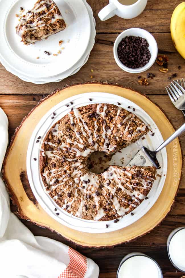 CREAM CHEESE STUFFED CHOCOLATE CHIP BANANA BREAD COFFEE CAKE CUCINA
