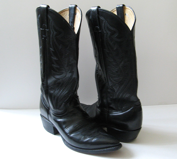 JUSTIN BLACK LEATHER COWBOY BOOTS WOMENS SIZE 10 10.5