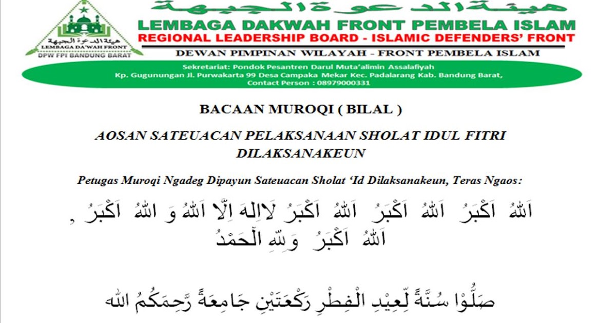 Tesk Muroqi / Bilal idul fitri