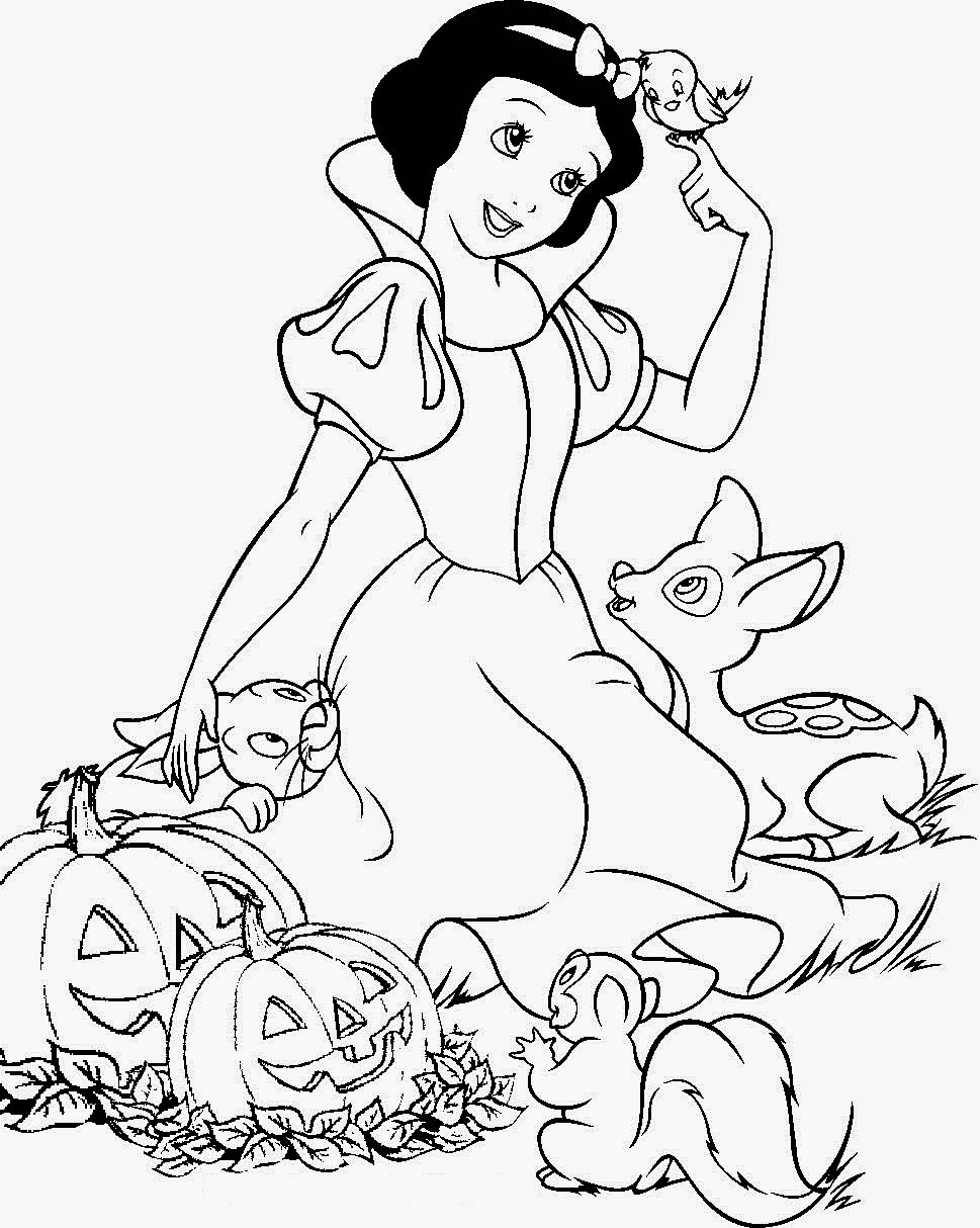 Disney Princess Snow White Halloween Coloring Pages