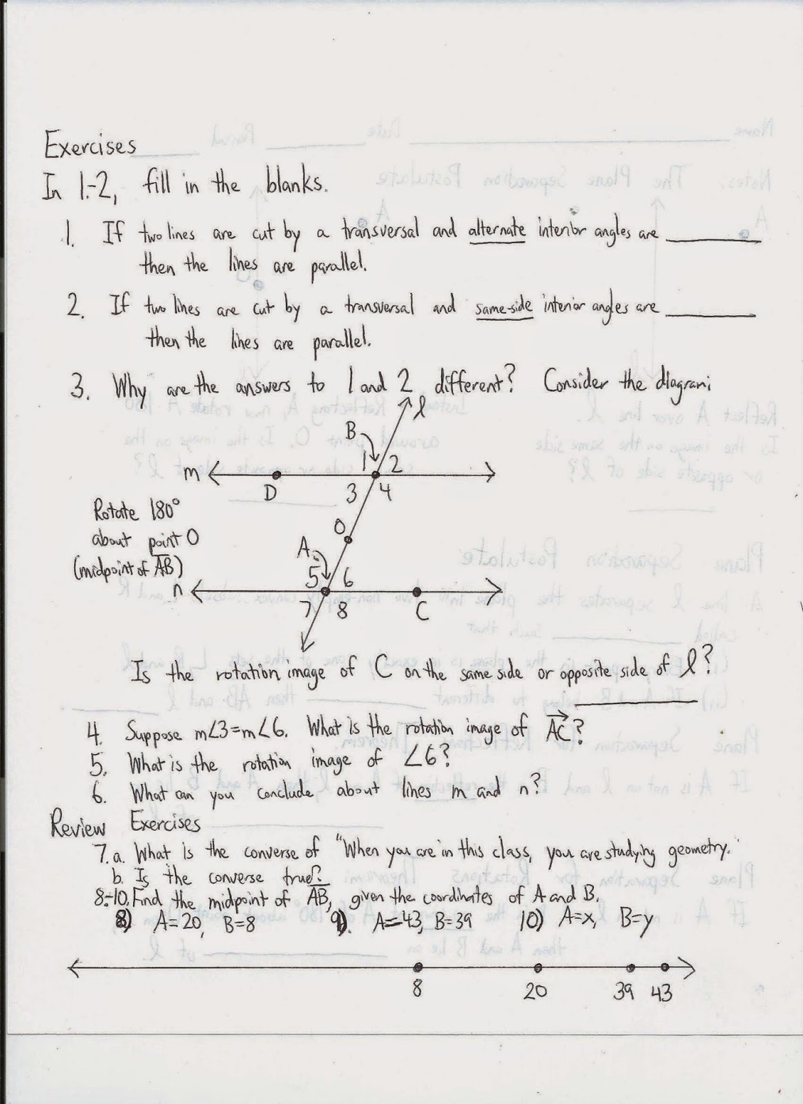Geometry, Common Core Style The Plane Separation Postulate (Day 44)
