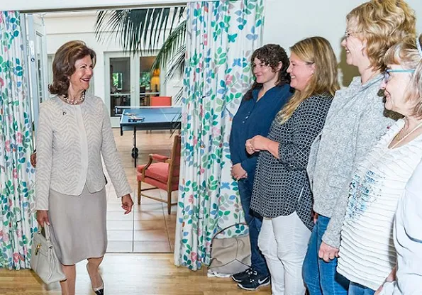 Queen Silvia of Sweden visited the training center of Silviahemmet Foundation in Stockholm
