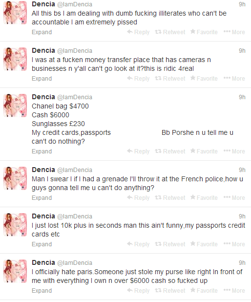 Dencia Claims Someone Stole Her $4700 Chanel bag And $6000 Cash In Paris 3