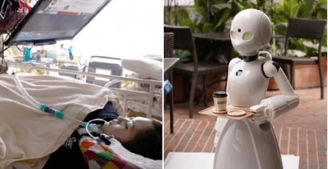 A Japanese restaurant hired paralyzed people to control robot servers so they can have an income A Japanese restaurant hired paralyzed people to control robot servers so they can have an income