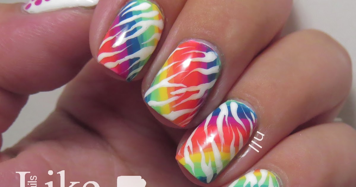 NailsLikeLace: Rainbow Zebra Twin Nails