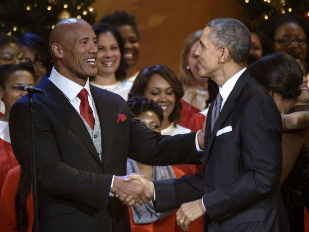 The 46th president Dwayne Rock  meets the 44th president  Barack Hussein Obam