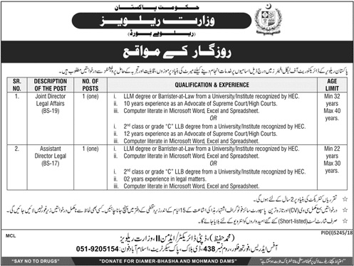Jobs In Ministry Of Railways 2019 Jobs In Ministry Of Railways 2019/Latest Govt Of Pakistan Jobs