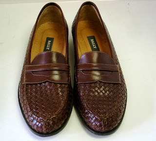 Still Stunning Vintage Resale: Brown Bally Woven Leather Men's Loafers 9M