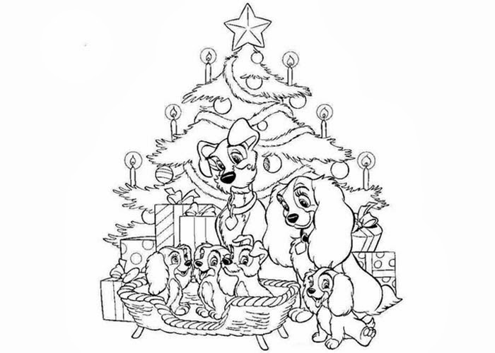 lady and the tramp christmas coloring pages - photo #1