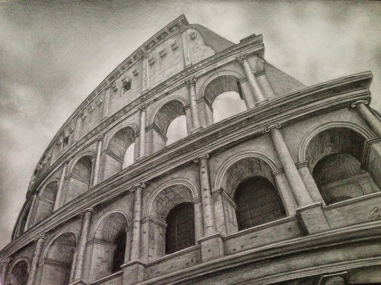 Colosseum pencil drawing Dreams of an Architect