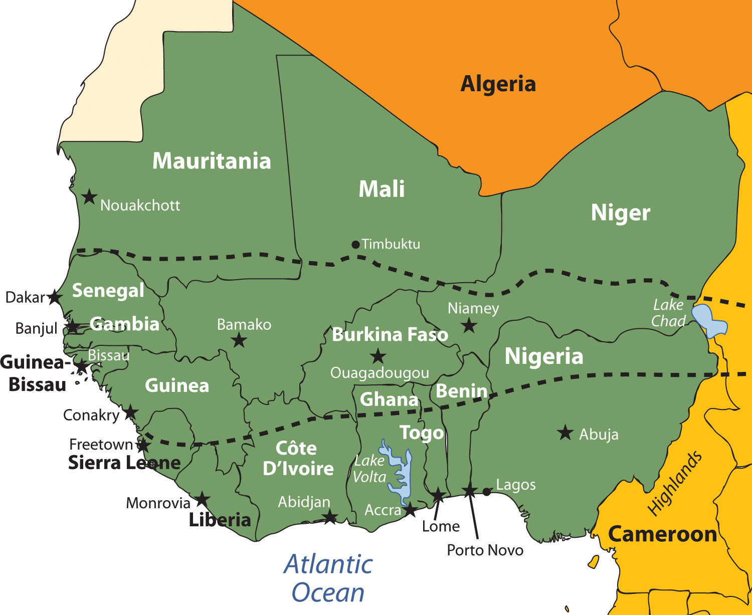 Крупнейшая страна западной африки. Западная Африка на карте. Регионы Западной Африки. Государства Западной Африки на карте. Страны Западной Африки на карте Африки.