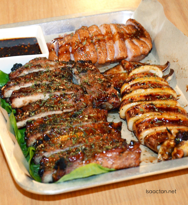 BBQ Squid (RM20.00), BBQ Pork Ribs (RM35.00) and BBQ Smoked Duck (RM20.00)