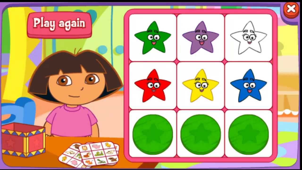Bingo With Dora Dora's say it two way Bingo Dora the explorer baby games for kids ABCKIDSLEARN