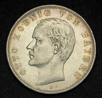 German Coins 5 Mark Silver Coin Bavaria