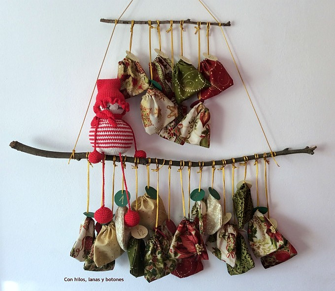 Con hilos, lanas y botones: DIY calendario de Adviento