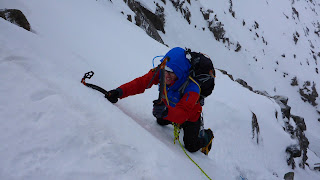 Guided winter climbing on Jacob's Edge with Adam on a Cairngorm winter mountaineering course