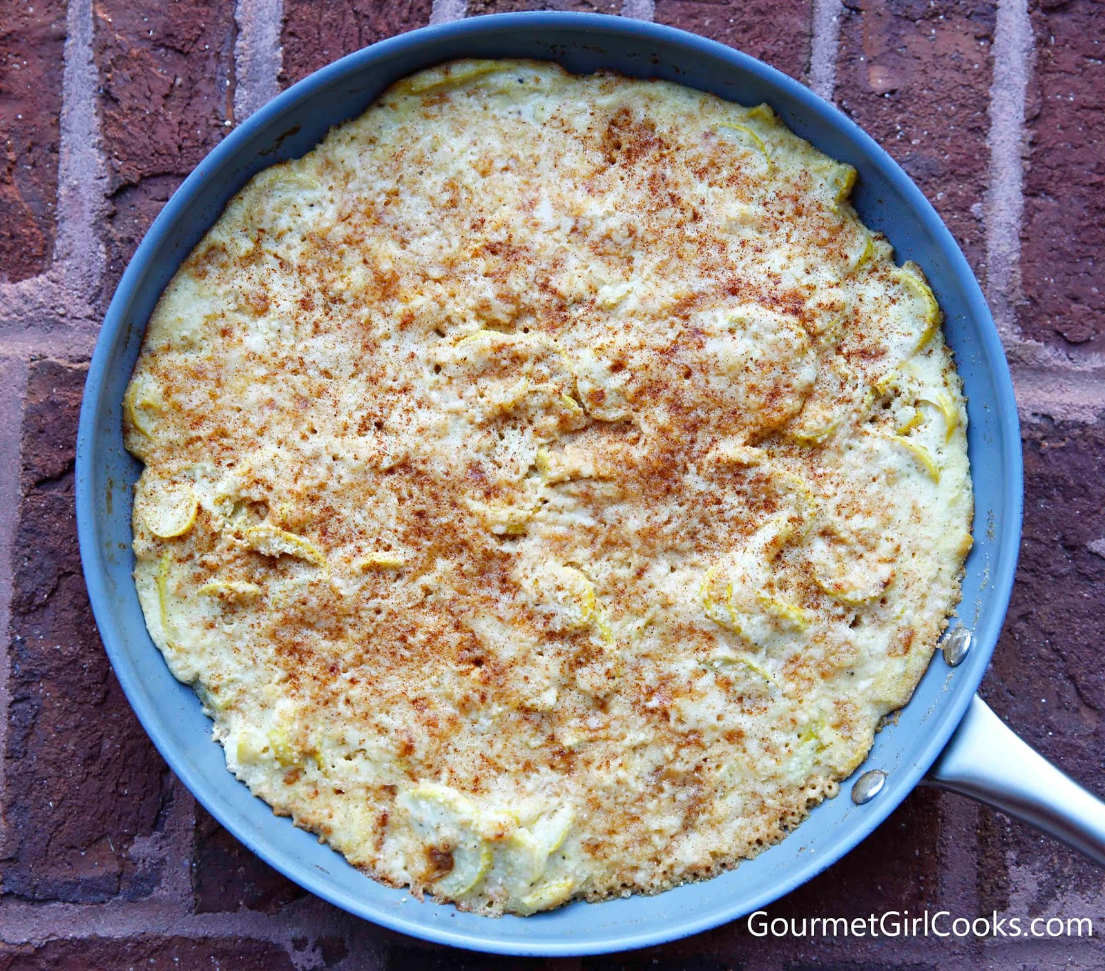 Gourmet Girl Cooks StoveTop Skillet Cheesy Squash Casserole Low Carb