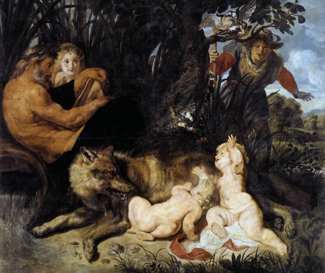 Remus i Romulus karmienie przez wilczycę pod drzewem figowym (P. P. Rubens)