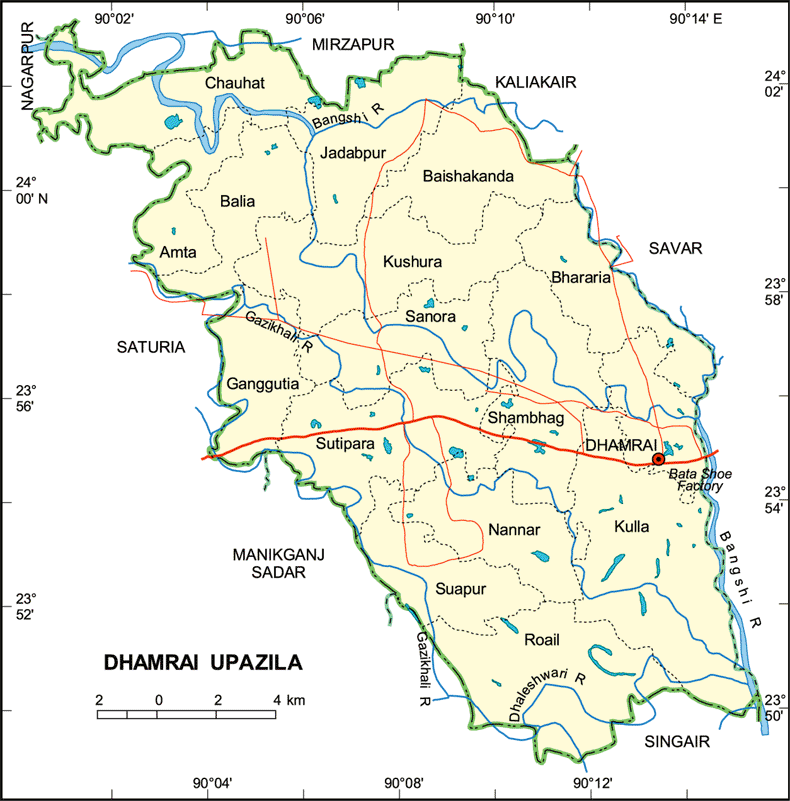 Dhamrai Upazila Map Dhaka District Bangladesh