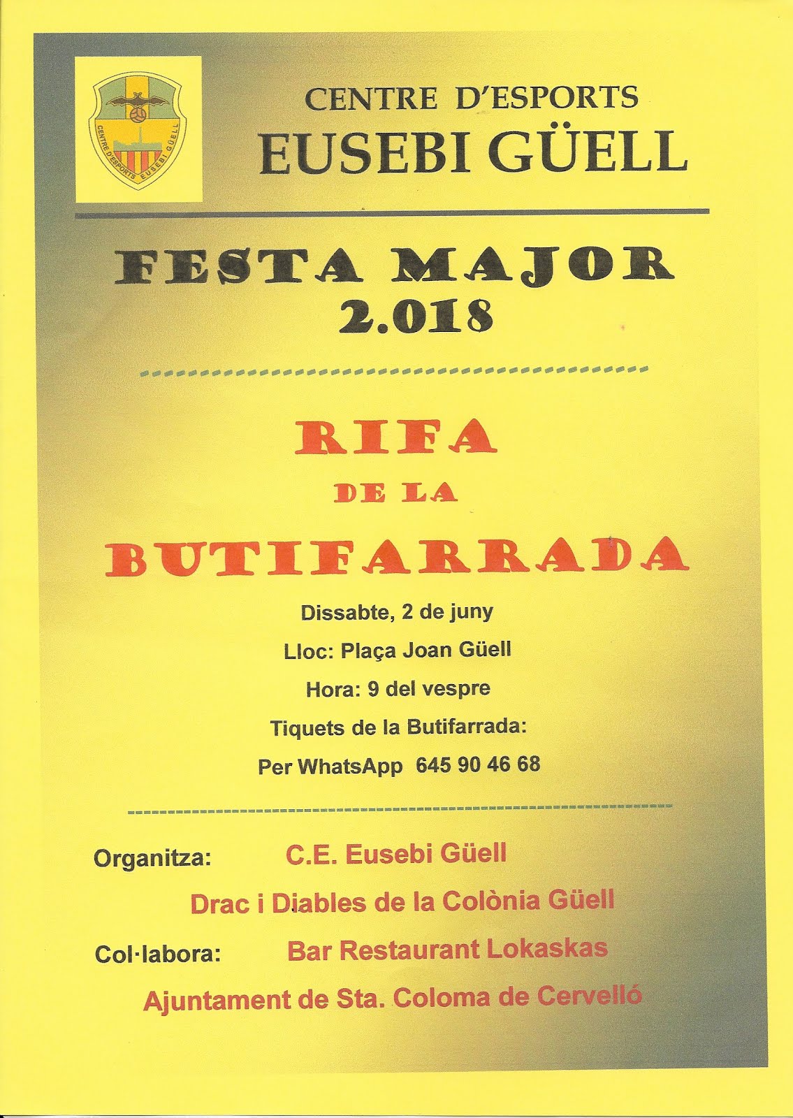 FESTA MAJOR 2018 - RIFA BUTIFARRADA