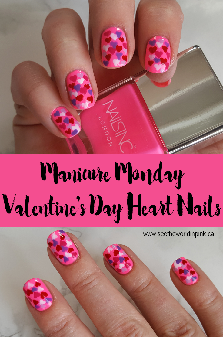 Manicure Monday - Neon Pink Heart Nails | See the World in PINK