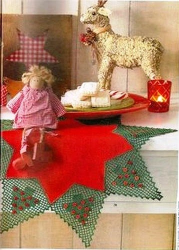 Patron de Carpeta Estrella de navidad - en tela y crochet