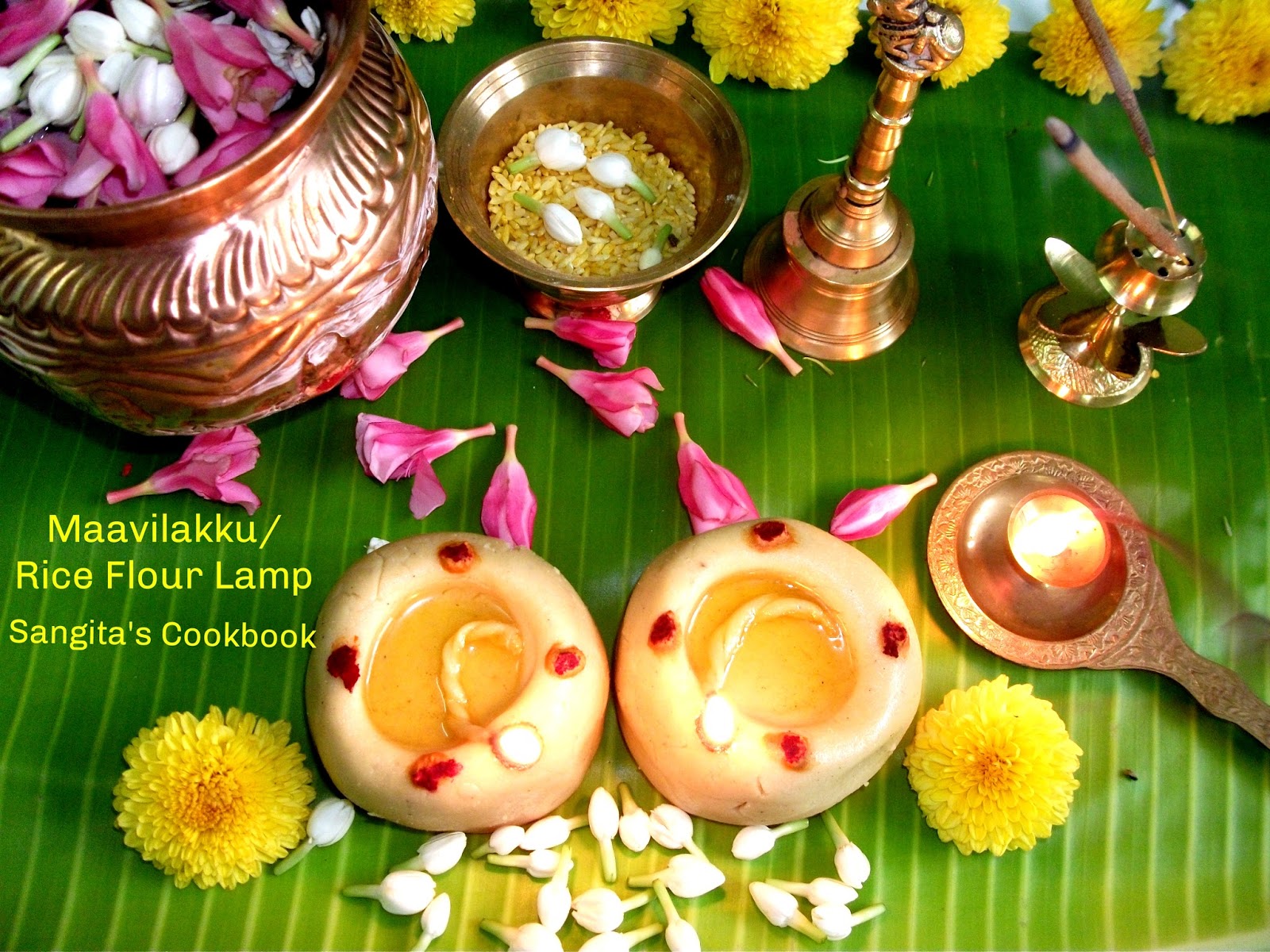 Sangita's Cookbook Maavilakku / Vilakku Maavu / Rice Flour Lamp Recipe