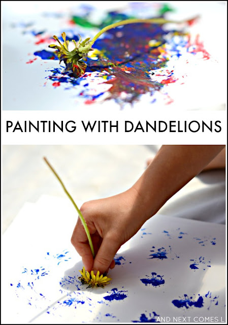 Process art for kids: painting with dandelions from And Next Comes L