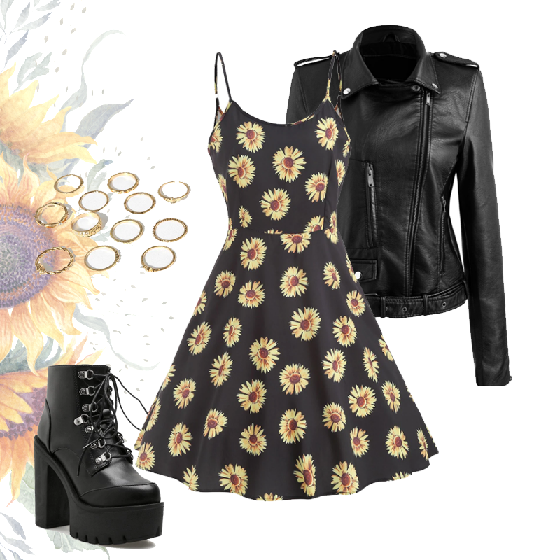 vestido rodado de girassol